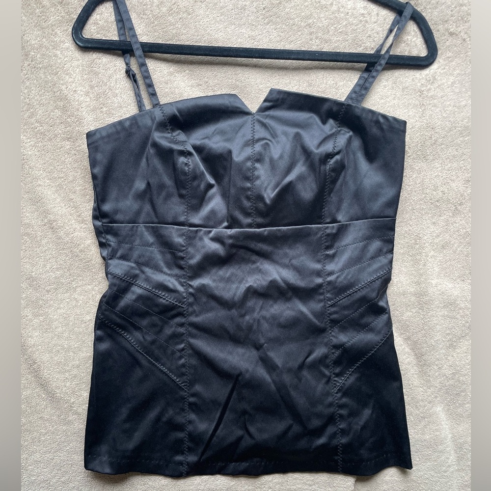 Dynamite Vintage black satin corset style top
